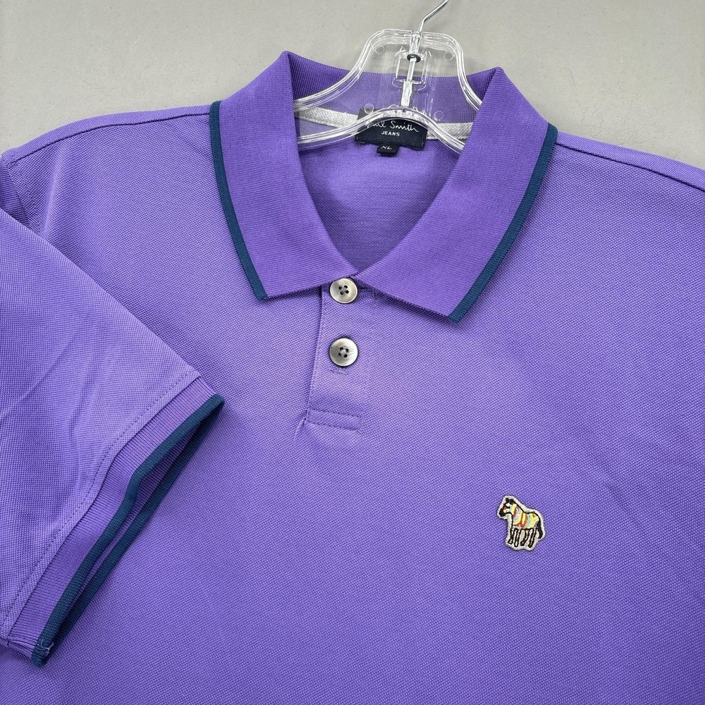 Paul Smith‎ Polo Shirt Boys Youth XL Purple Zebra Logo Pique Cotton Short Sleeve